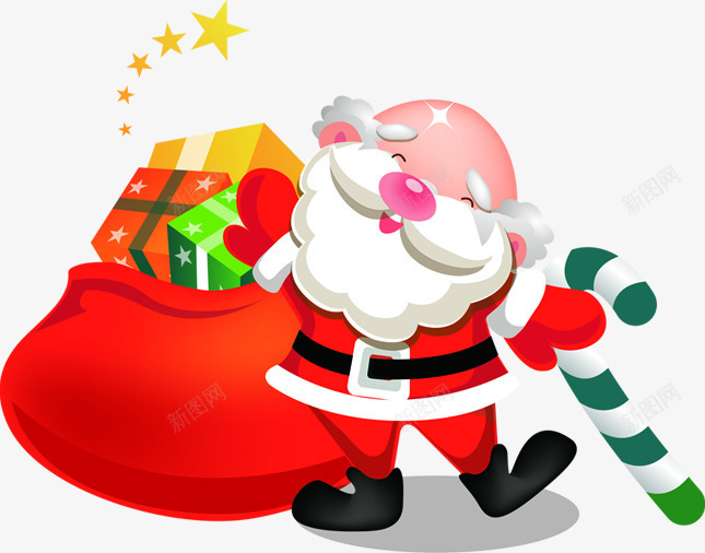 圣诞老人礼袋圣诞元旦促销png免抠素材_新图网 https://ixintu.com 促销 元旦 圣诞 圣诞老人 礼袋