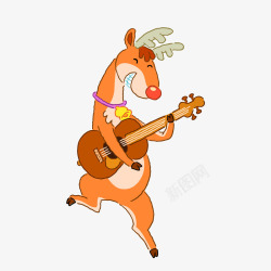 弹吉他的小鹿矢量卡通小鹿高清图片