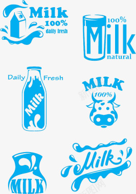 牛奶蓝色标志图标图标