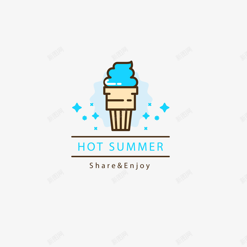 蓝色卡通冰淇淋标识矢量图图标ai_新图网 https://ixintu.com 冰淇淋 冰淇淋logo 冰淇淋标识 卡通 可爱 甜筒 蓝色 雪糕 矢量图