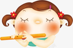 吹笛子的女孩素材