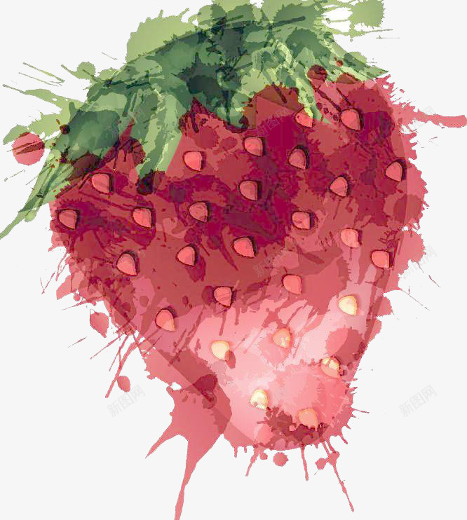 手绘喷墨红色的草莓png免抠素材_新图网 https://ixintu.com 喷绘 手绘 红色 草莓