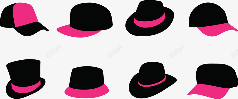 创意帽子集合png免抠素材_新图网 https://ixintu.com 创意 棒球帽 矢量PNG 红色 遮阳帽 集合 黑色