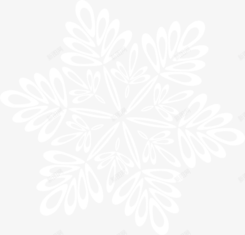 白色清新雪花png免抠素材_新图网 https://ixintu.com 冬季 清新 白色 线条 装饰图案 雪花