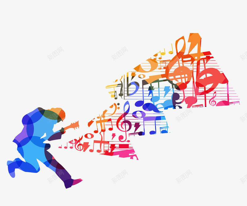 彩色动感人物弹吉他png免抠素材_新图网 https://ixintu.com 乐器 动感人物 声乐 彩色 电器 音乐