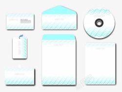 白底蓝波纹信封与光盘模板素材