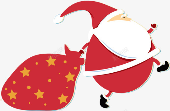 拖着礼物的圣诞老人png免抠素材_新图网 https://ixintu.com 卡通人物 圣诞节元素 拖着礼物的圣诞老人 袋子