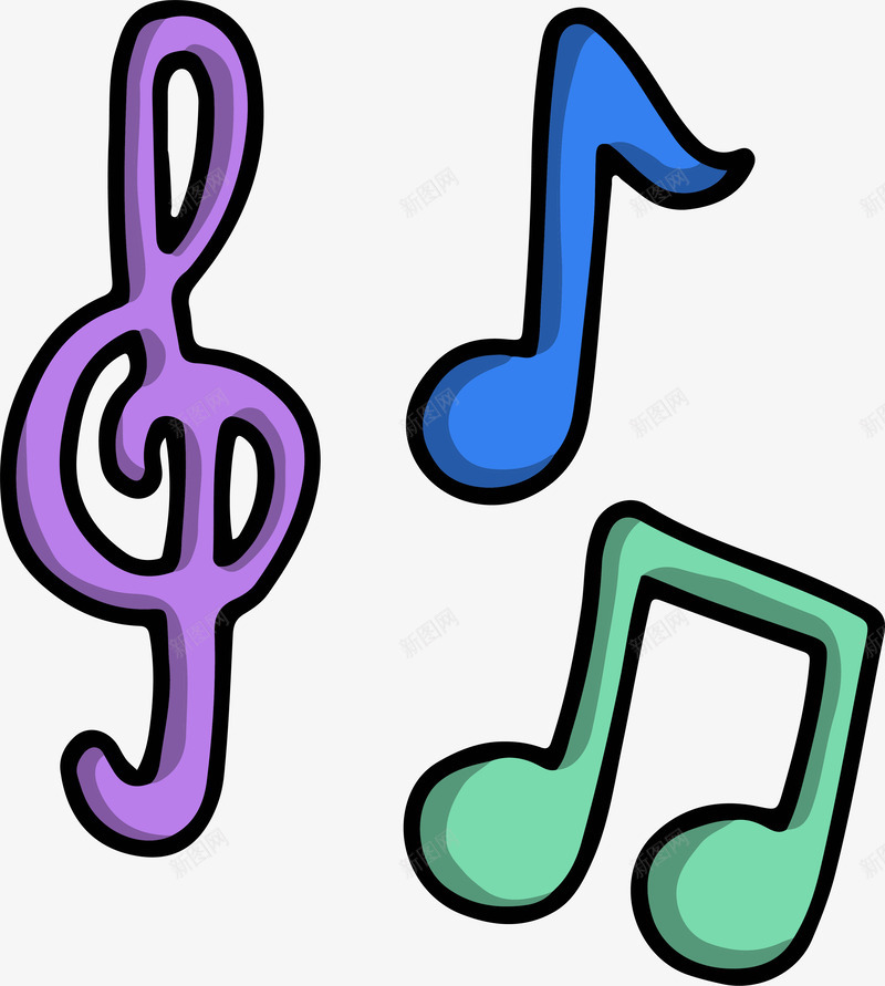 卡通音乐音符矢量图ai免抠素材_新图网 https://ixintu.com 卡通可爱 庆祝 矢量图案 符号 音乐 音符 矢量图
