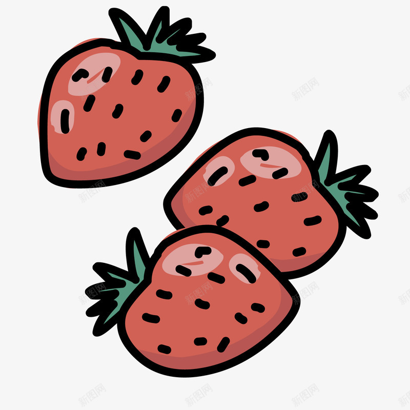 红色质感手绘草莓png免抠素材_新图网 https://ixintu.com 手绘 红色 草莓 质感