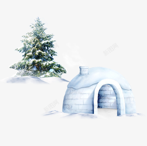 圣诞节png免抠素材_新图网 https://ixintu.com PNG素材 免费素材 圣诞树 房子 文字排版 白色 雪地