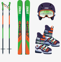 帅气绿色冬季滑雪板矢量图素材