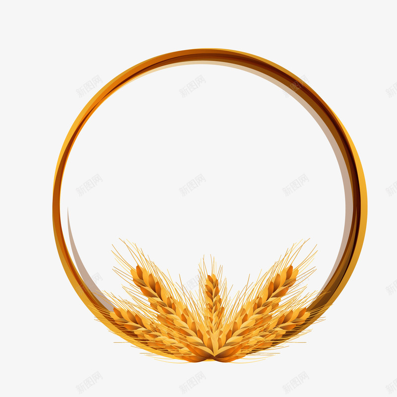 金色麦穗环png免抠素材_新图网 https://ixintu.com 农作物 圆环 秋季 金色 麦子 麦穗