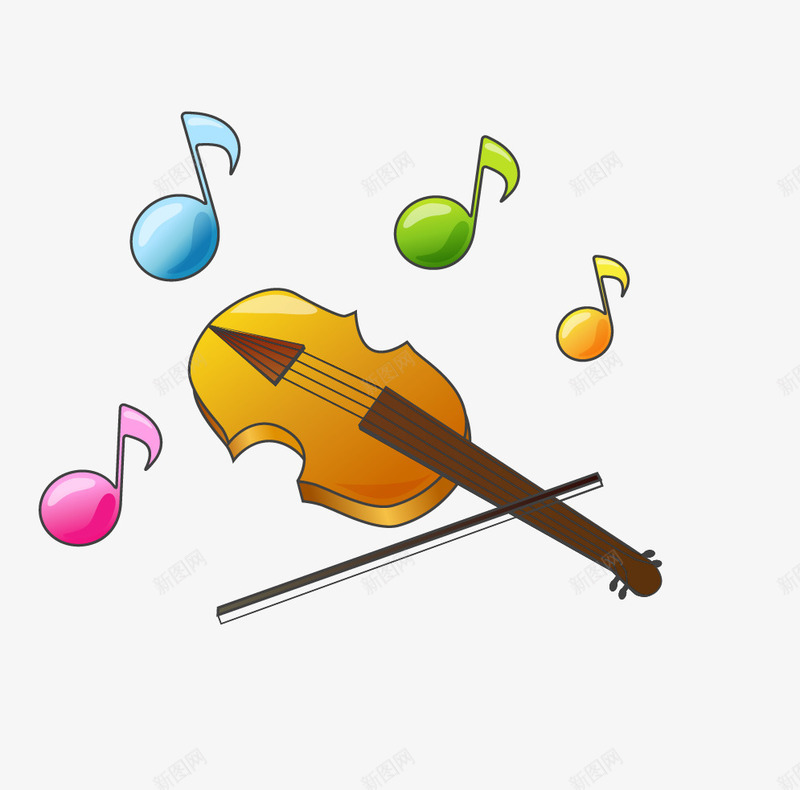 卡通小提琴png免抠素材_新图网 https://ixintu.com 卡通 小提琴 音乐 音乐器材 音符