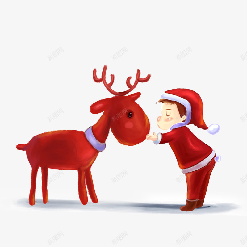 红色卡通麋鹿圣诞元素psd免抠素材_新图网 https://ixintu.com 动物人物 卡通 喜庆 圣诞 平面 节日 麋鹿
