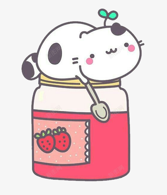 草莓果酱png免抠素材_新图网 https://ixintu.com 小猫 手绘 树苗 粉色