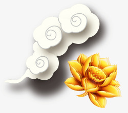 金莲设计金色莲花云朵高清图片