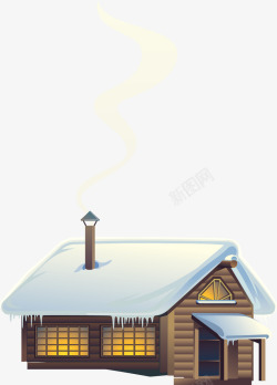 袅袅炊烟木质房屋冒烟矢量图高清图片