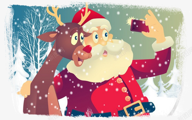 h5圣诞老人自拍png免抠素材_新图网 https://ixintu.com h5素材圣诞老人自拍 圣诞树 雪景 麋鹿