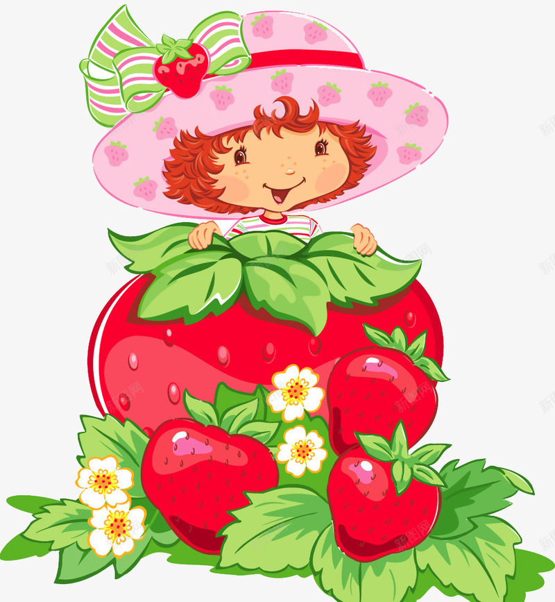 草莓女孩png免抠素材_新图网 https://ixintu.com 卡通草莓 可爱儿童插画 可爱卡通 可爱卡通女孩 女孩 手绘 水果 草莓