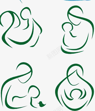 母婴png免抠素材_新图网 https://ixintu.com 手绘 母婴 简笔画 线条 绿色