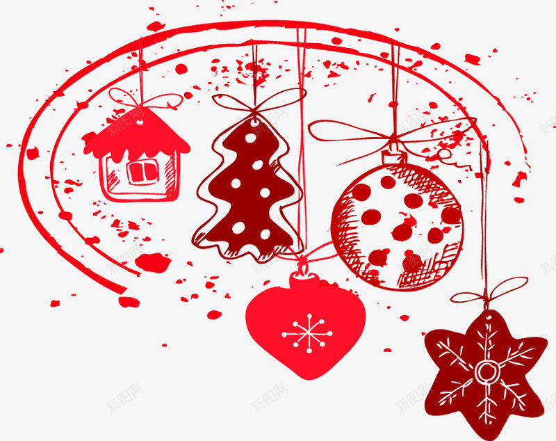 手绘红色圣诞彩球元素矢量图ai免抠素材_新图网 https://ixintu.com 元素 圣诞 彩球 手绘 红色 矢量图