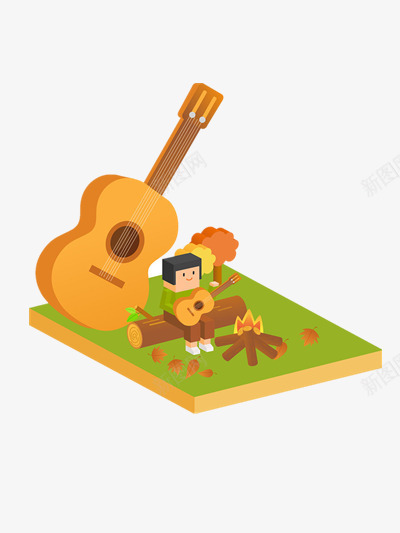 弹吉他的小女孩png免抠素材_新图网 https://ixintu.com 乐器 演奏 素材 音乐