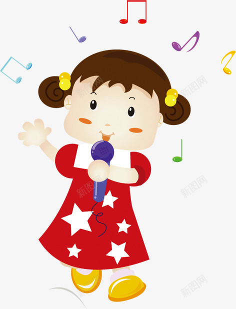 手绘可爱唱歌女孩音符png免抠素材_新图网 https://ixintu.com 可爱 唱歌 女孩 音符
