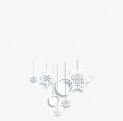 白色吊环冬季蓝色雪花挂饰高清图片