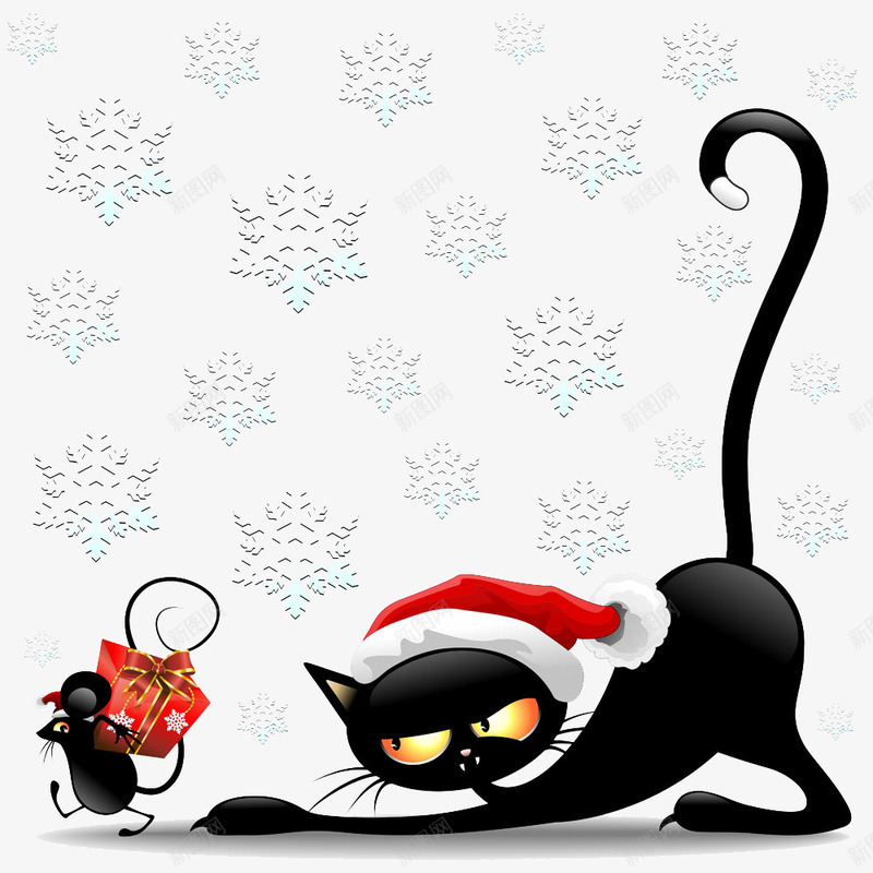 过圣诞节的猫和老鼠png免抠素材_新图网 https://ixintu.com 圣诞节 猫 老鼠 节日元素