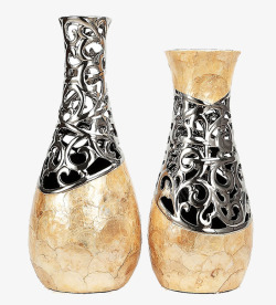 银色花瓶大理石花纹花器高清图片