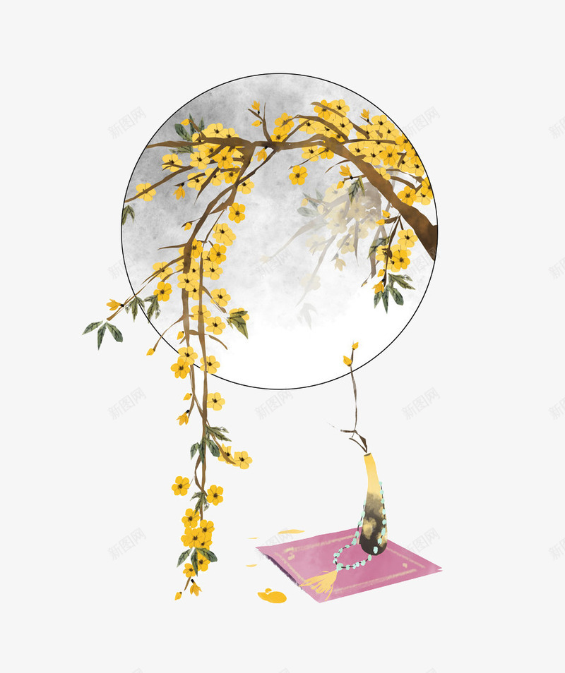 古风明月下的花朵png免抠素材_新图网 https://ixintu.com 中国风 享受 古风 明月 月亮 花朵