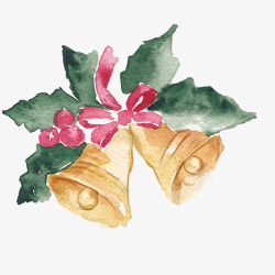 清新铃铛圣诞节水彩铃铛图案高清图片