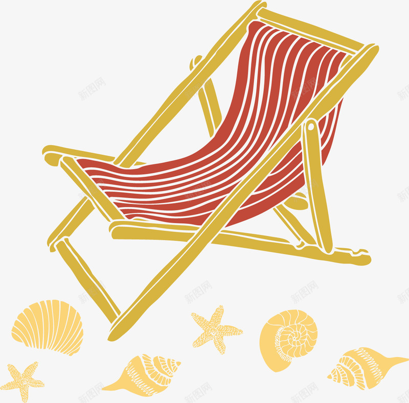 夏日海边度假png免抠素材_新图网 https://ixintu.com 休闲 夏天 海边度假 躺椅