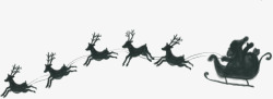 手绘黑色圣诞老人麋鹿插图素材
