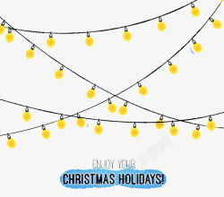 黄色吊灯黄色彩灯串圣诞祝福卡高清图片
