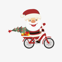 骑自行车的圣诞老人素材
