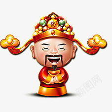 发光财神png免抠素材_新图网 https://ixintu.com 吉祥 新年 财神 金色