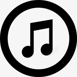 音符圆iTunes音乐注意标志一个圆圈内图标高清图片