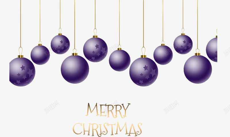 紫色浪漫圣诞球png免抠素材_新图网 https://ixintu.com merryChristmas 圣诞挂饰 圣诞球 矢量素材 金色