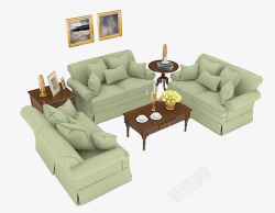 现代宜家组合沙发布艺沙发高清图片