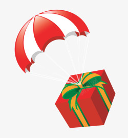 圣诞礼物降落伞卡通手绘礼品盒高清图片