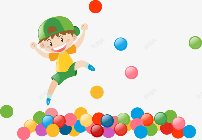 儿童节玩球的男孩png免抠素材_新图网 https://ixintu.com 一堆小球 儿童节 多彩小球 开心 玩球的男孩 童趣
