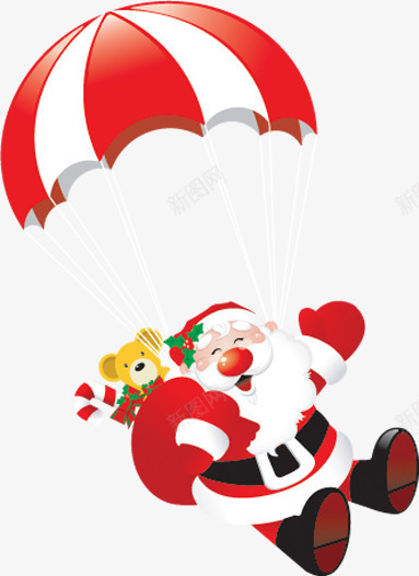 圣诞老人跳伞送礼物回收图案png免抠素材_新图网 https://ixintu.com 卡通 可爱 圣诞 温馨 简约
