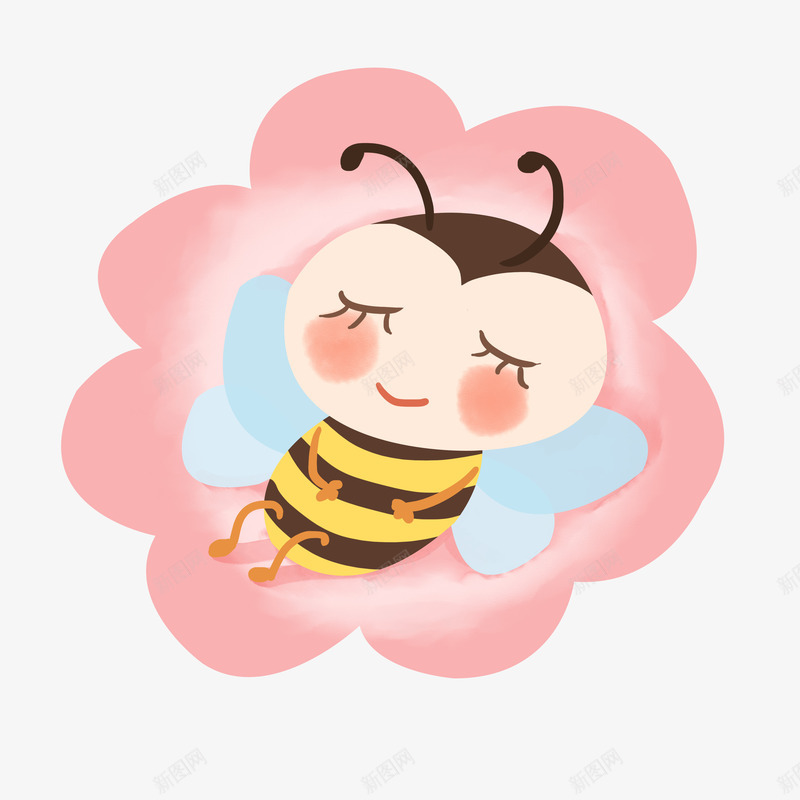 花朵上睡觉的小蜜蜂png免抠素材_新图网 https://ixintu.com 安睡 睡觉 花朵 蜜蜂 黄色