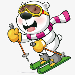 滑雪动物滑雪的小熊矢量图高清图片