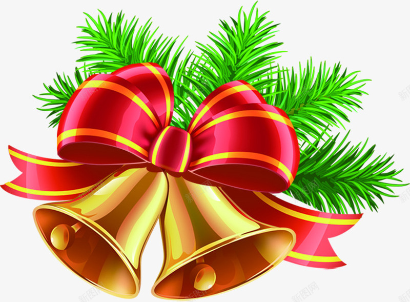 手绘圣诞节金色铃铛装饰png免抠素材_新图网 https://ixintu.com 圣诞节 装饰 金色 铃铛