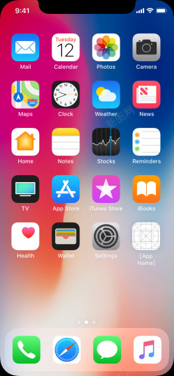 钢化膜玻璃iPhoneX主屏幕Icon图标高清图片