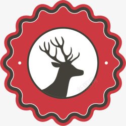 圣诞节徽章圣诞节灰色麋鹿徽章高清图片