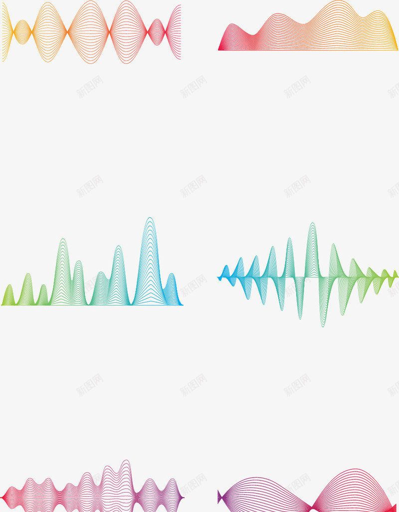 简约风格线条png免抠素材_新图网 https://ixintu.com 下划线 彩色下划线 抽象声波 显示 曲线 渐变线条 简约风格 线条图形 音符 音量