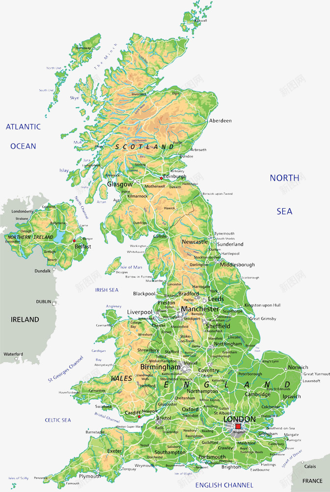 英国地图png免抠素材_新图网 https://ixintu.com 地区 地图 英国地图 英文版地图